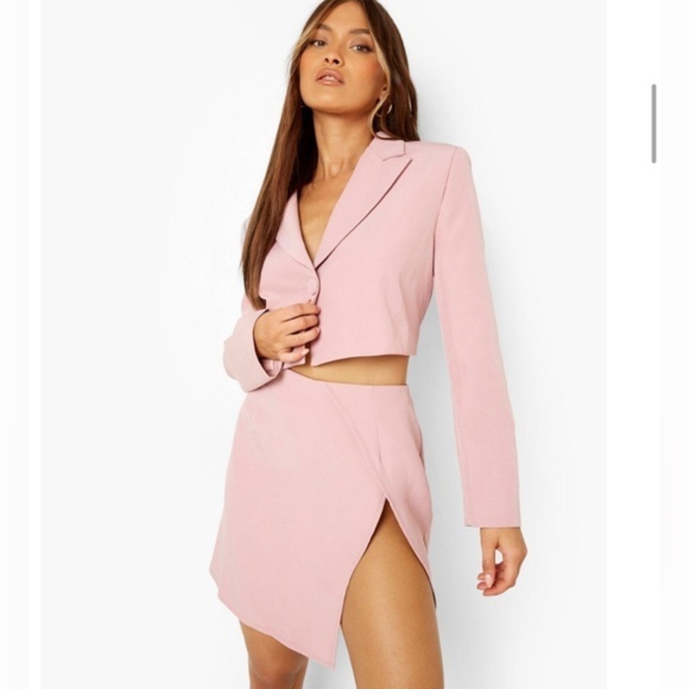 Boohoo Pink Split Mini Skirt sz 6